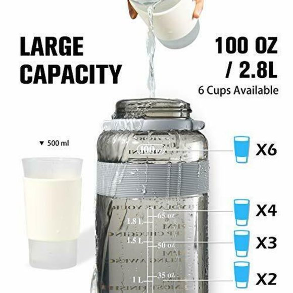 Sports Water Bottle with Strap Portable Motivational with Time Mark Large size - Picture 13 of 16